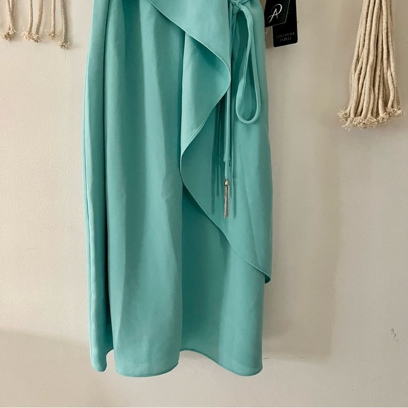 NWT Adrianna Papell Aruba Blue Gauzy Crepe Draped Front Dress - Picture 12 of 12
